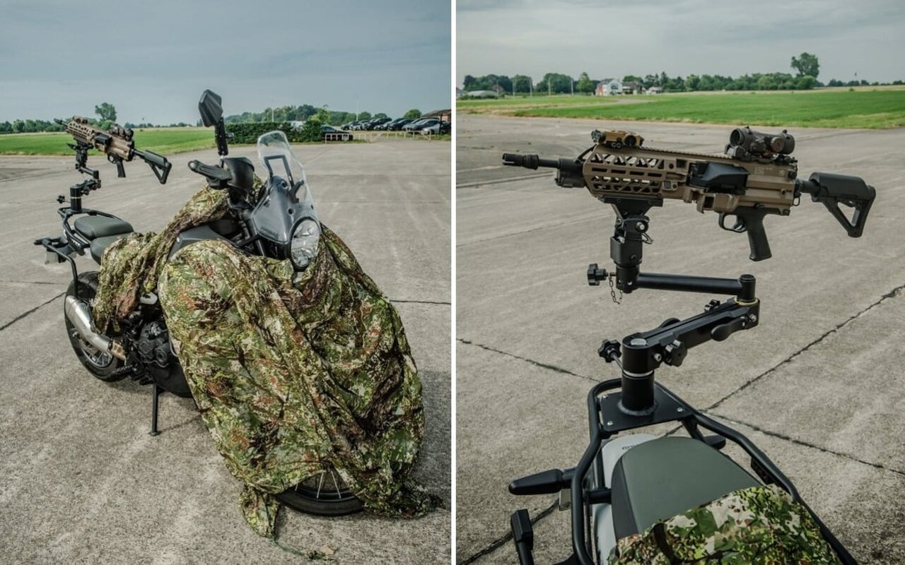 Un’azienda francese presenta una motocicletta armata di mitragliatrice